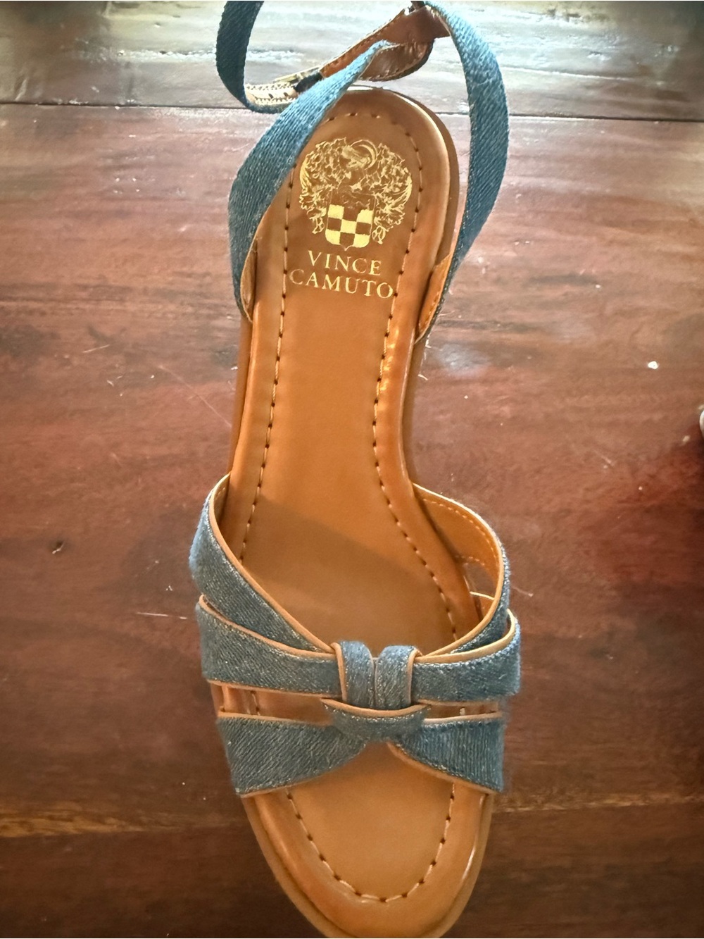 Vince Camuto Denim Blue Espadrille Wedge Sandals